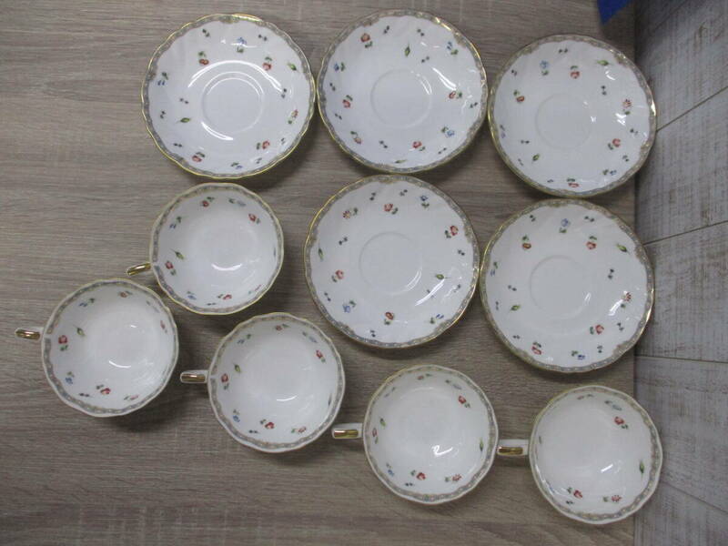 マルイ陶器　日本製　ティーカップ&ソーサー　５客　検　食器 洋食器 茶器