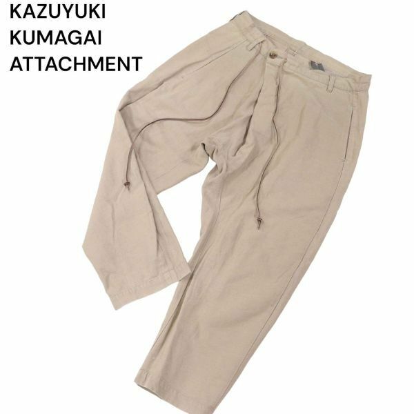 KAZUYUKI KUMAGAI ATTACHMENT カズユキクマガイ アタッチメント 春夏 リネン混 クリスタル チノ ラップ パンツ Sz.2　メンズ　I4B00359_2#P