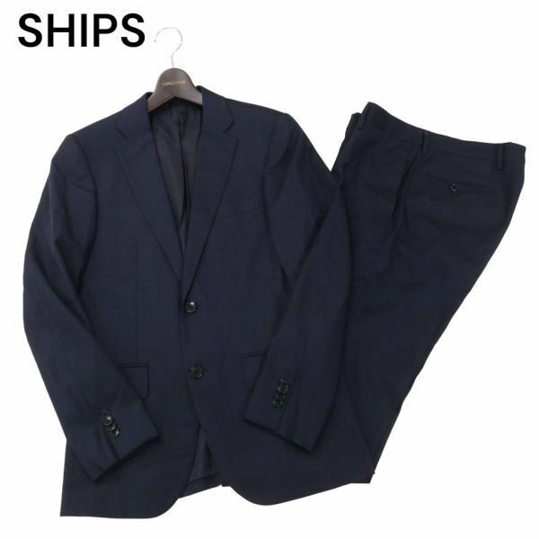 SHIPS シップス 通年 総裏★ シルク混 ストレッチ セットアップ スーツ Sz.44/46　メンズ ネイビー ビジネス　I4T00534_2#O