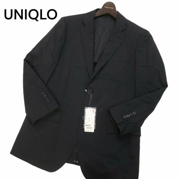 【新品 未使用】 UNIQLO ユニクロ 通年 Super110's★ ストレッチ ウール テーラード ジャケット Sz.46　メンズ 黒 定価1.5万　I4T00506_2#O