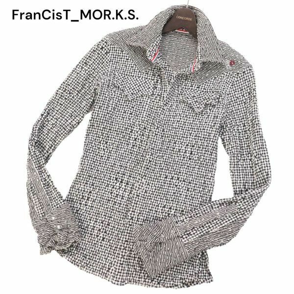 美品★ FranCisT_MOR.K.S. フランシストモークス 通年 スカル スワロ★ 長袖 ウエスタン チェック シャツ Sz.3　メンズ　I4T00498_2#C