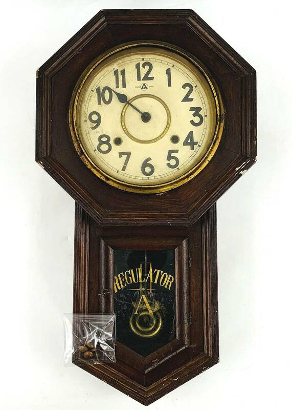 古時計 TRADE K MARK REGULATOR 掛時計 昭和レトロ アンティーク 機械式 ゼンマイ式【不動品】