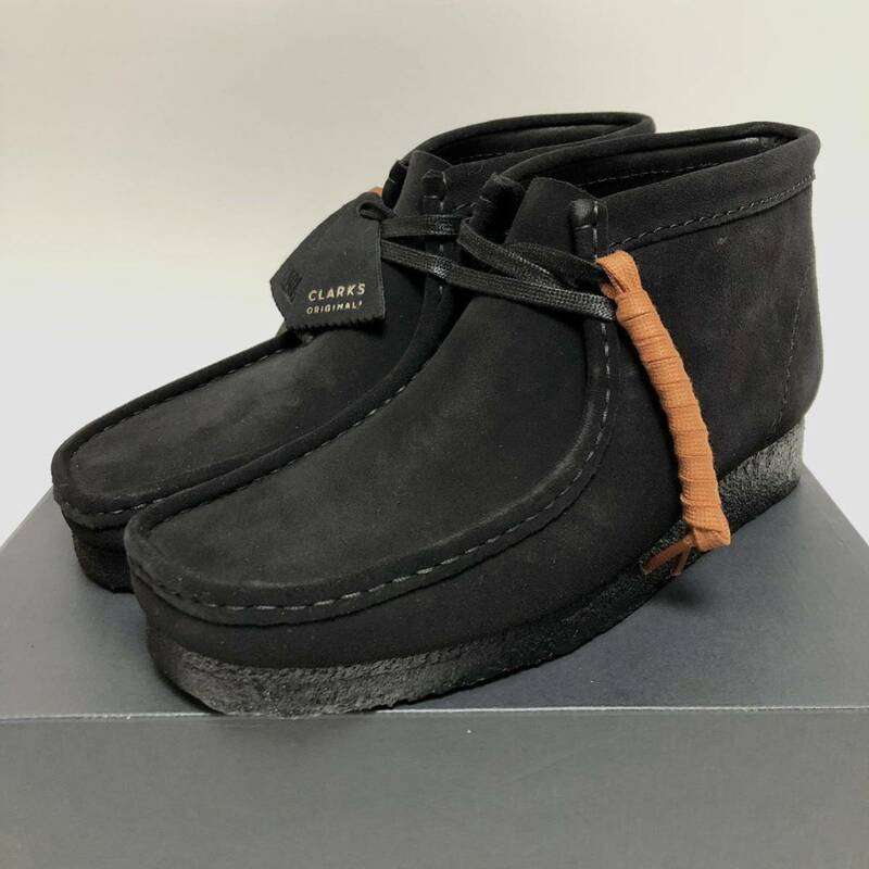 26cm 新品 クラークス オリジナルス Wallabee ワラビー ブーツ 黒 UK8 ブラック スエード boots Clarks Originals モカシン クレープ