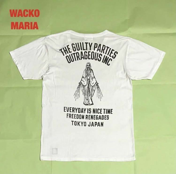 【人気】WACKO MARIA　ワコマリア　半袖Tシャツ　マリア　バックプリント　ユニセックス　クルーネック　刺繍ロゴ　前後デザイン　ルード