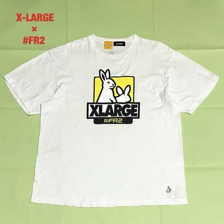 【希少】X-LARGE×#FR2　コラボTシャツ　ビッグロゴ　刺繍ロゴ　うさぎ　ゴリラ　エクストララージ　エフアールツー　オーバーサイズ