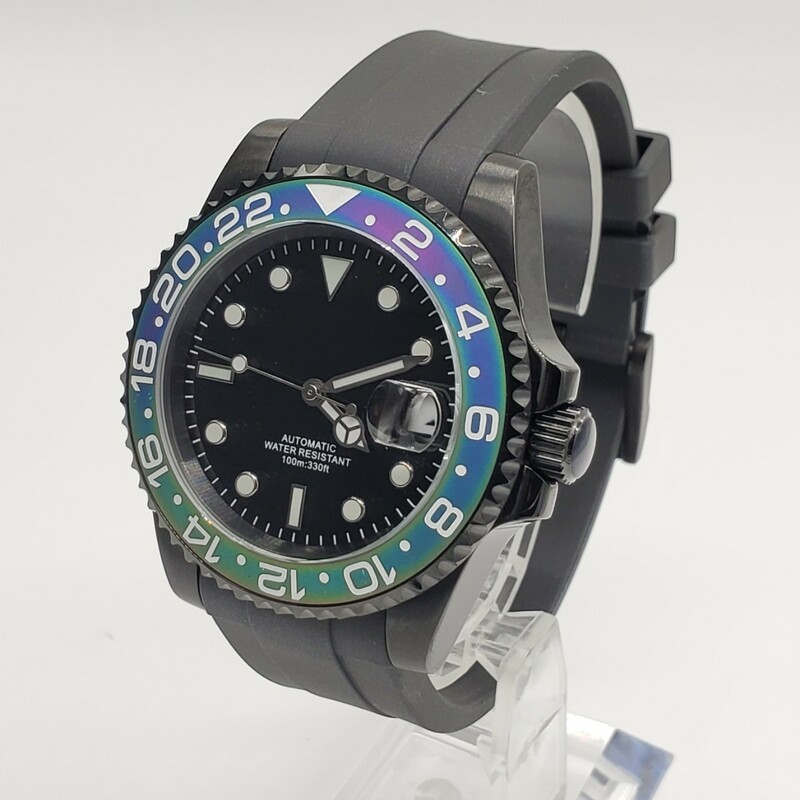 新品 自動巻 BLIGER ノーロゴ フルブラック仕様 MIYOTA8215 メンズ腕時計 機械式 ラバーストラップ