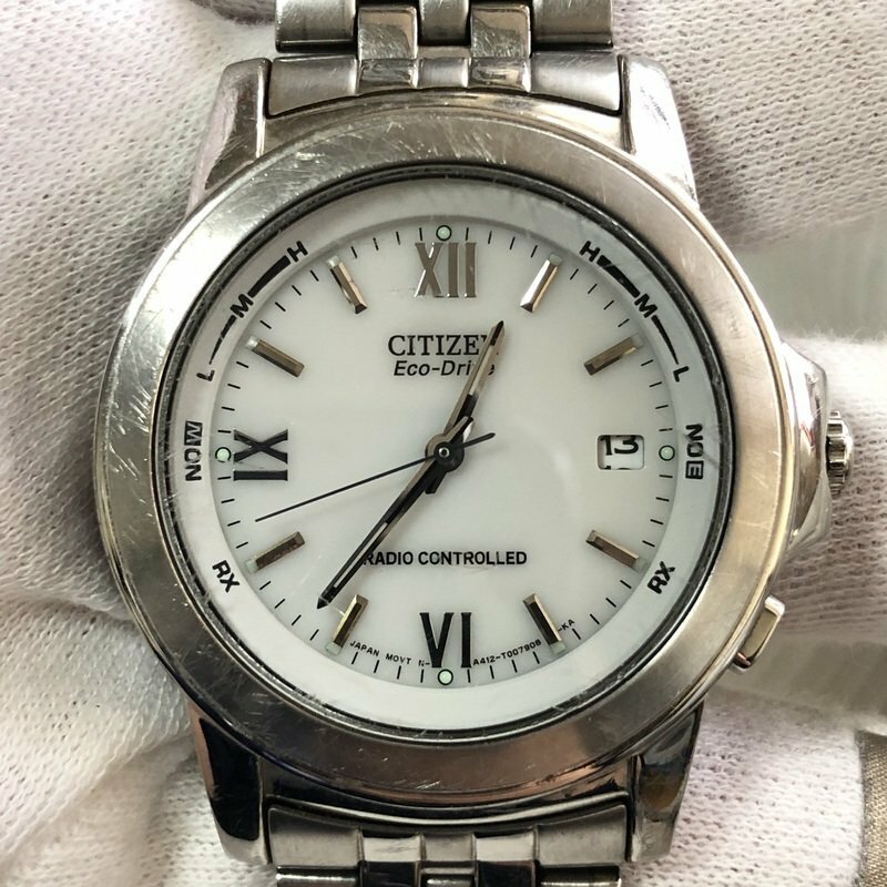 稼働 ジャンク CITIZEN ECO-DRIVE シチズン エコドライブ ラジオ コントロール A412-T002595Y ローマン IW402BT12CTZ_A//