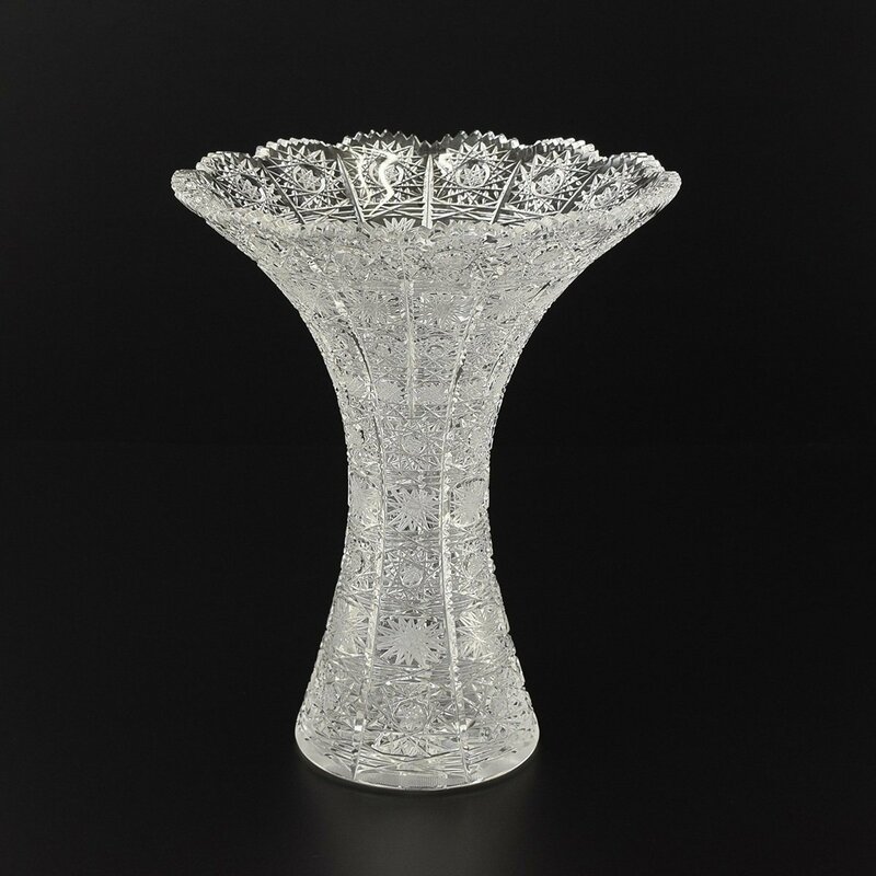 ●501282 BOHEMIA ボヘミアクリスタル フラワーベース クリスタルカット 花瓶