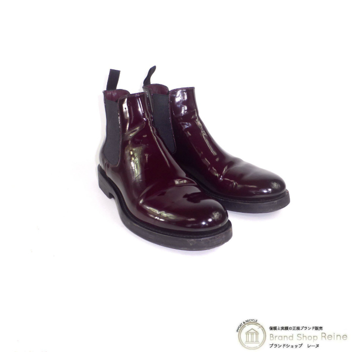 サントーニ （SANTONI） サイドゴア レザー ショート ブーツ ＃38 1/2 ボルドー シューズ 靴（中古）