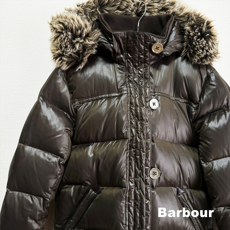 Barbour　バウアー　ファー　ブラウン　メダルボタン　マーキュリー　ダウン　ボンバージャケット