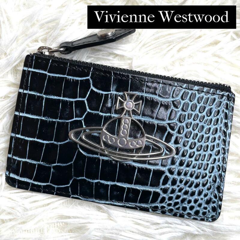 美品 入手困難 / Vivienne Westwood ヴィヴィアンウエストウッド クロコフラグメントケース カードケース 定期入れ レザー ブラック