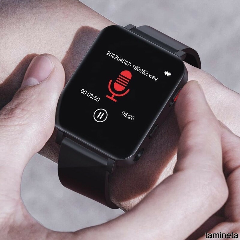 腕時計型ボイスレコーダー 腕時計 MP3 録音 タッチスクリーン 操作簡単 ブラック パワハラ 会議 商談 音声 これで何かあれば問題ない