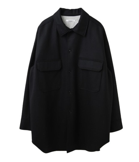 新品 定価2.8万 le Jardin Ouvert enchainement オーバーサイズウールシャツ 黒 ジャケット アンシェヌマン
