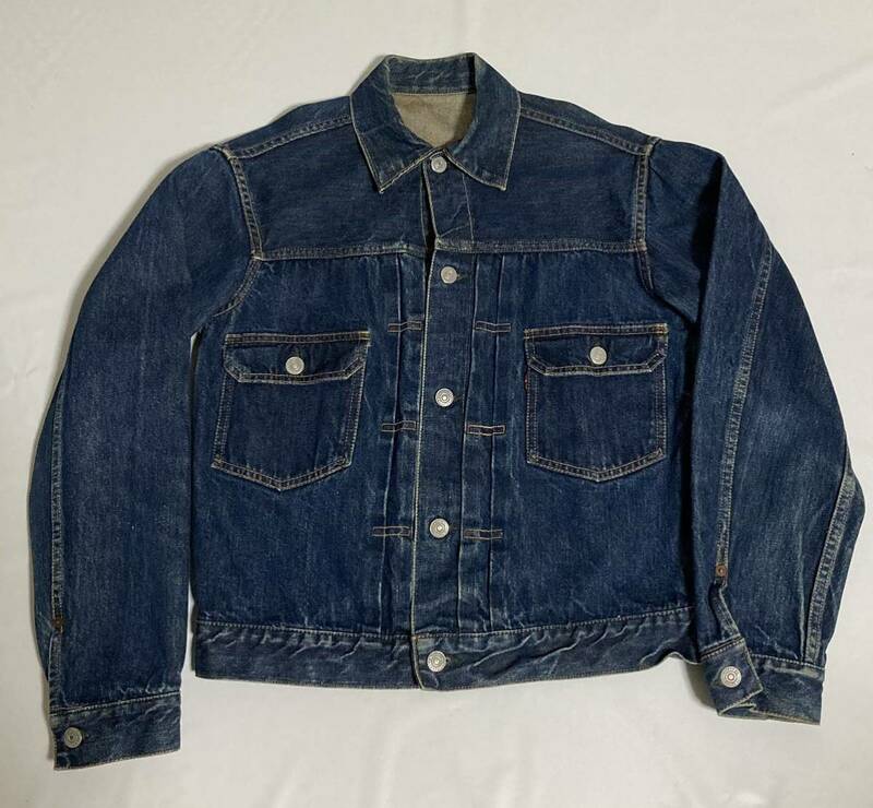 50s リーバイス 507XX デニム ジャケット 38 革パッチ レザー 濃紺 ヴィンテージ ビッグE 2nd BIGE Levi''s セカンド Gジャン 50年代 