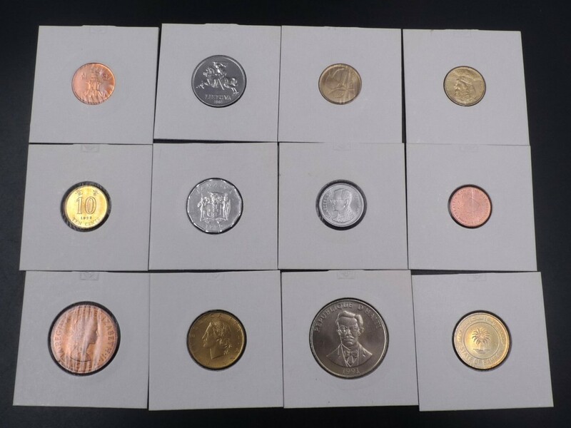 世界貨幣 12枚 硬貨 リトアニア オランダ イギリス イタリア スペイン タイ 香港 韓国 チリ ジャマイカ バーレーン ハイチ コイン