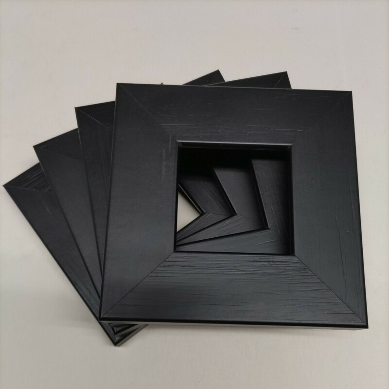 額縁 ４枚セット 正方形 ６センチ　ＭＤＦ製ブラック　水彩画・デッサン画に　アートフレーム