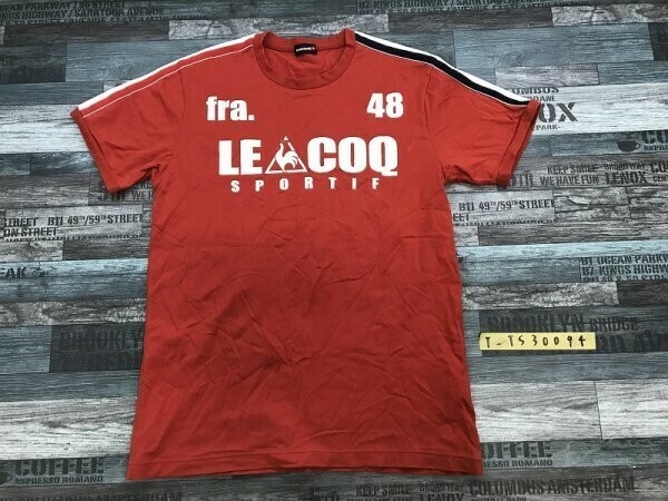 Le coq sportif ルコック メンズ ロゴプリント 半袖Tシャツ M 赤