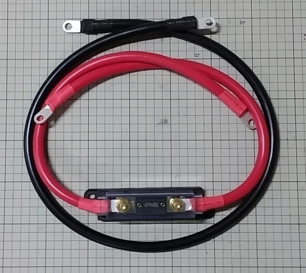 SP1500-112/212用（全長700mm）インバーターバッテリー接続ケーブル・ヒューズホルダーブラックセットKIV60Sq赤黒！8,500円