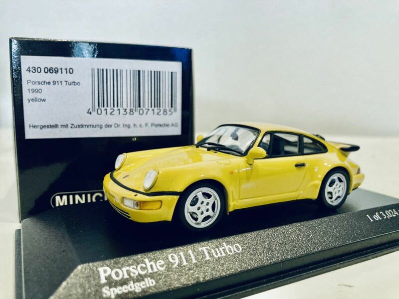 【送料無料】1/43 Minichamps Porsche ポルシェ 911 ターボ (964) 1990 Yellow
