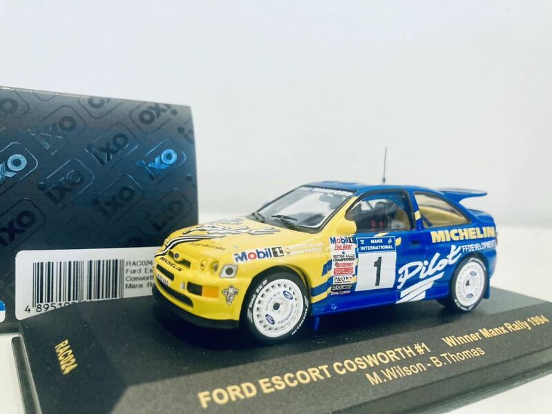 【送料無料】1/43 IXO ミシュラン パイロット Ford Escort フォード エスコート RS コスワース #1 M.ウィルソン Winner Manx Rally 1994