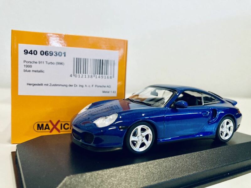 【送料無料】1/43Maxichamps (Minichamps) Porsche ポルシェ 911 ターボ (996) 1999 Blue metallic