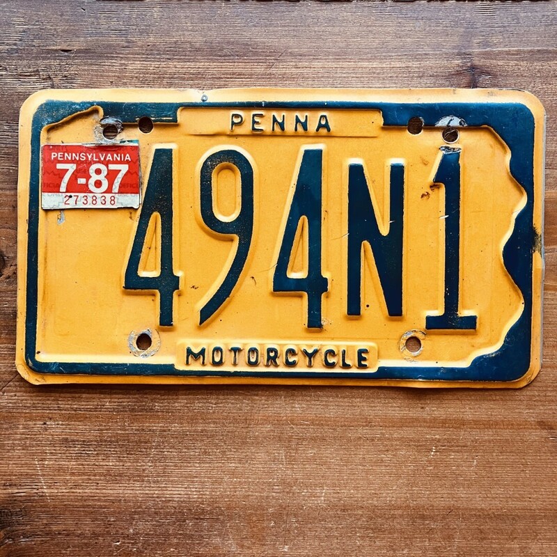 USAアメリカ／ライセンスプレート／バイク／pennsylvania黄／ナンバープレート／motorcycle
