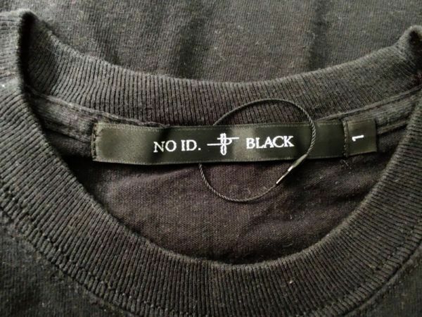 NO ID BLACK 袖プリント 黒 ブラック ロングTシャツ ロンT サイズ1 ノーアイディーブラック