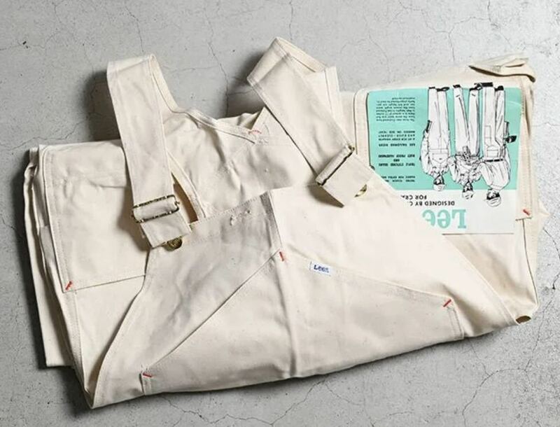 DEADSTOCK Lee COTTON OVERALL WITH MOUNTAIN POCKET 山ポケ オーバーオール ヴィンテージ 生成り ホワイト