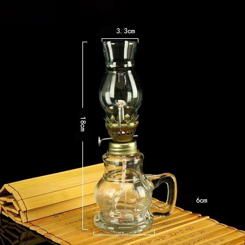 オイルランプ ガラス レトロ アンティーク ランタン 卓上照明　灯油ランプ　テーブルランプ　アルコールランプ mzm126