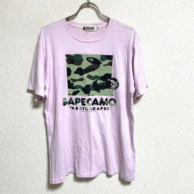 BAPE アベイシングエイプ A BATHING APE プリントTシャツ 半袖Tシャツ TEE パープル ラベンダー メンズ サイズM ＊24