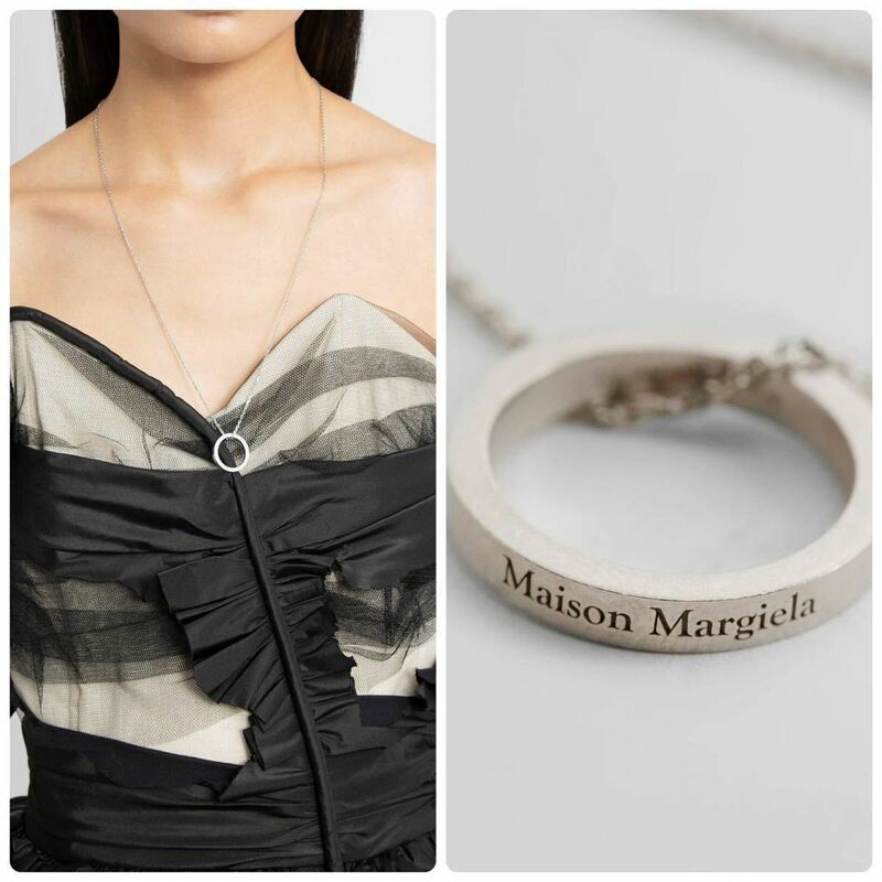 6.9万◇MAISON MARGIELA シルバー リング ペンダント ネックレス Logo ring necklace ロゴリングネックレス