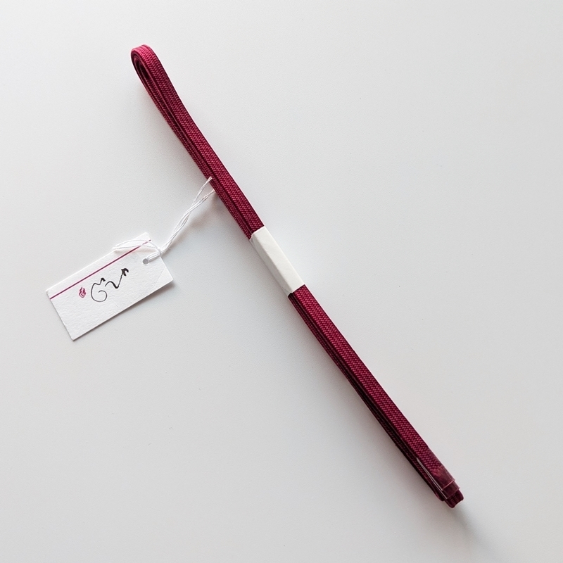 「れん」三分紐　二分紐　日本製　Mサイズ　正絹　蘇芳色　赤系