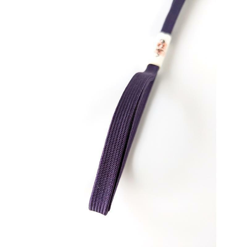 深紫　三分紐　無地　日本製　正絹　Мサイズ