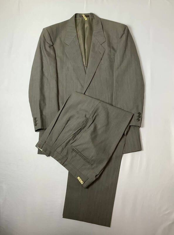 SIEG FRIED // 背抜き 長袖 ストライプ柄 ウール シングル スーツ (杢ベージュ系) サイズ M