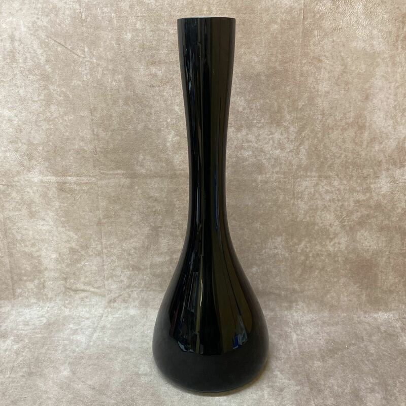 ガラス製 フラワーベース 長い 花瓶 高さ52㎝ ブラック 黒 花器 花入 生花 フラワーアレンジメント 飾り インテリア モダン
