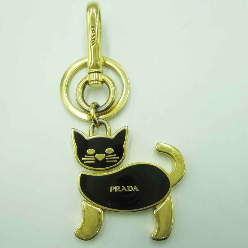 PRADA Catキーリング＜小物＞プラダ ブランド ファッション雑貨 レディース ネコ 黒猫 キーホルダー バッグチャーム 動物