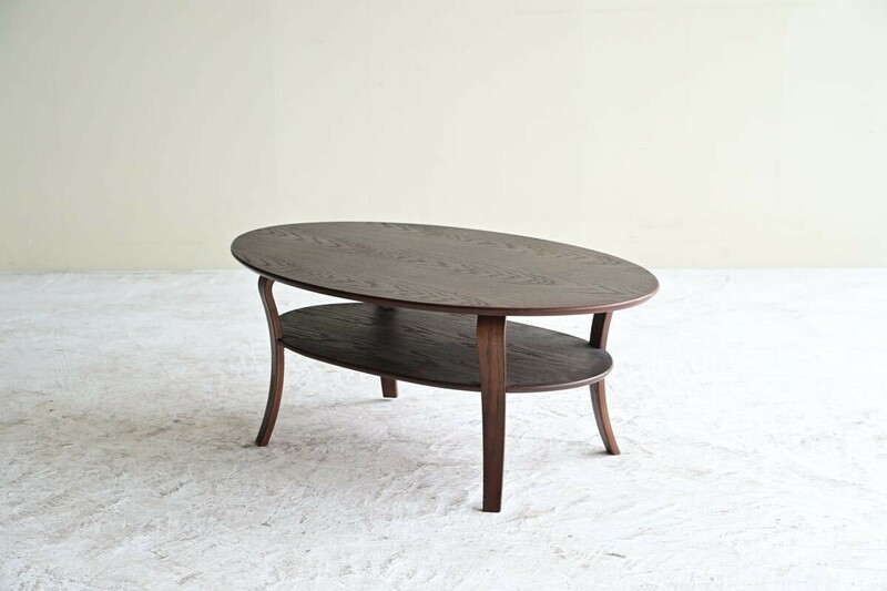コーヒーテーブル サイドテーブル カフェテーブル 北欧スタイル 楕円 二段 ちゃぶ台 木製