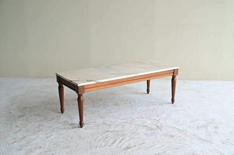 【高級品】大理石 ローテーブル 無垢 白系 アンティーク 飾り台 インテリア センターテーブル カフェテーブル