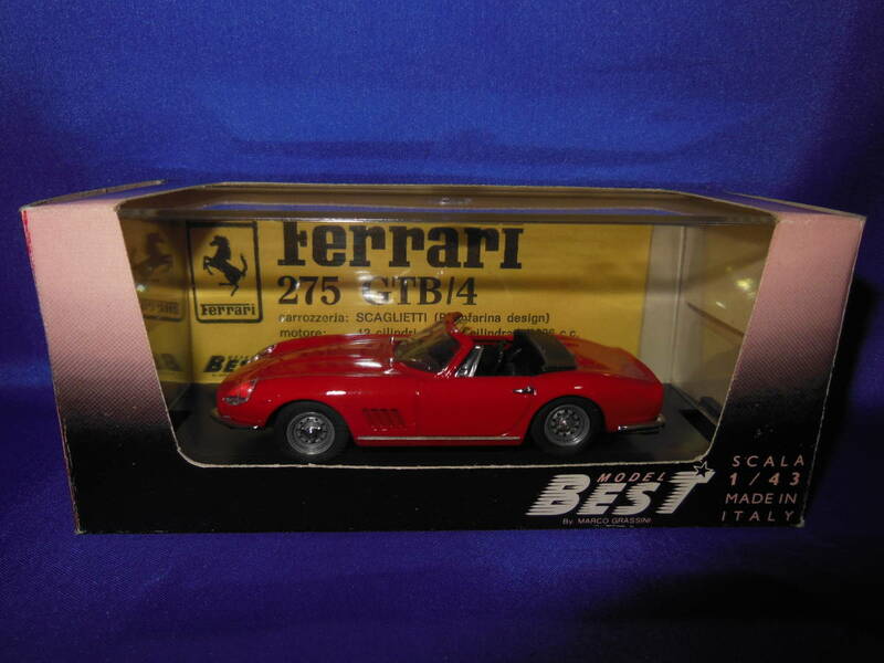1/43　BEST MODEL　フェラーリ　FERRARI　275　GTB/4　SPYDER　1966年　FR　ロッソレッド　イタリア製　MADE IN ITALY