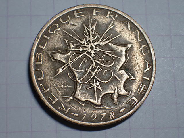 F56-イルカ KM#940 TYPE-B フランス共和国 10フラン(10 FRF)アルミニッケル銅貨 発行：1974-1987年