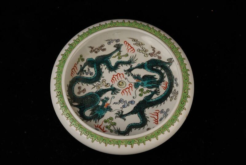 中国 古美術 大清 古玩 清時 五彩 粉彩 筆洗 皿 唐物