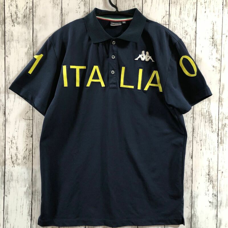 【Kappa ITALIA】カッパ イタリアゴルフウェア 半袖ポロシャツ メンズ LL ネイビー 送料込み！