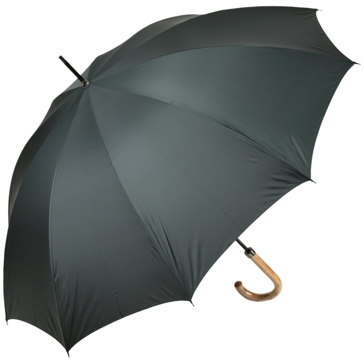 傘 メンズ 長傘 WAKAO 超撥水 雨傘 木製ハンドル クラシックスタイル 10本骨傘 グリーン 親骨65cm 手開き