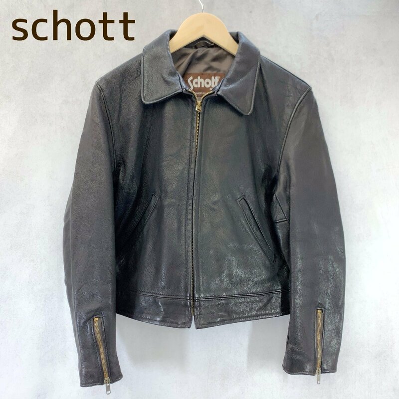 USA製 Schott ショット シングル ライダース ジャケット レザー 07203 ブラック M 34インチ相当 メンズ レディース アウター 本革