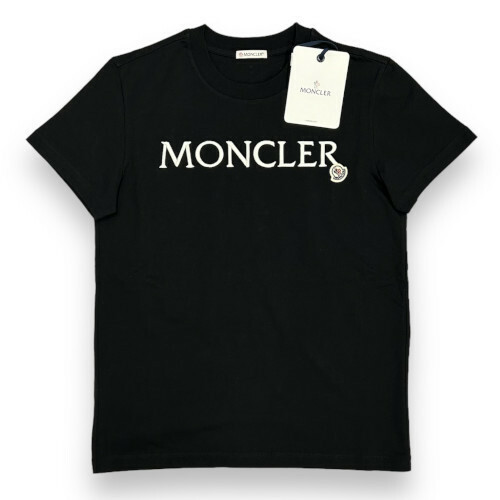 新品 XSサイズ MONCLER ロゴ 刺しゅう パッチ Tシャツ ブラック コットン モンクレール