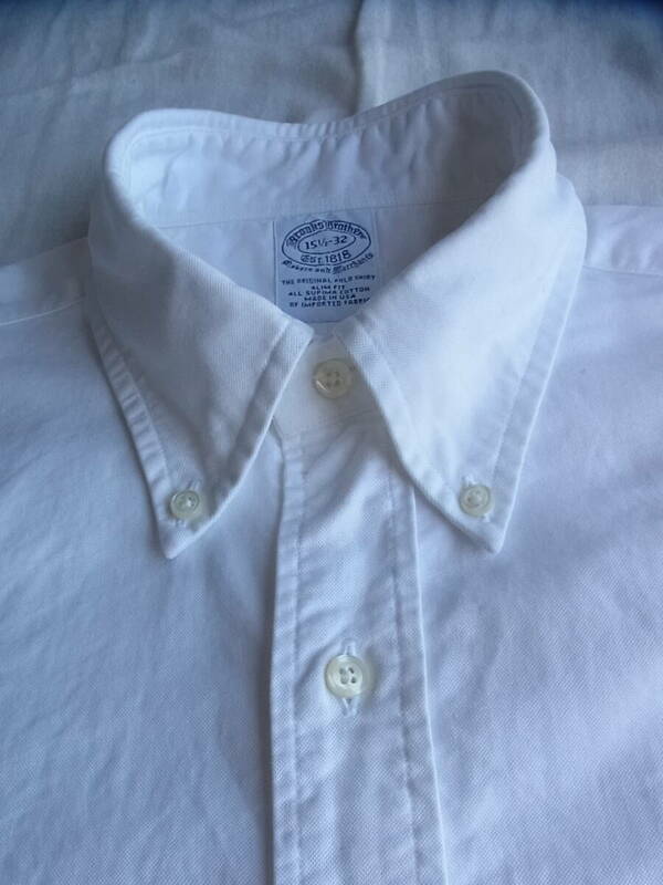 BROOKS BROTHERS ブルックスブラザーズ USA製　スーピマコットンオックス素材　ボタンダウンシャツ　サイズ 15 1/2 - 32 ホワイト