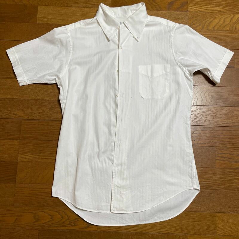 【中古・美品】フェアファックス(FAIRFAX) 半袖シャツ ビジネス ボタンダウン ホワイト サイズL 日本製