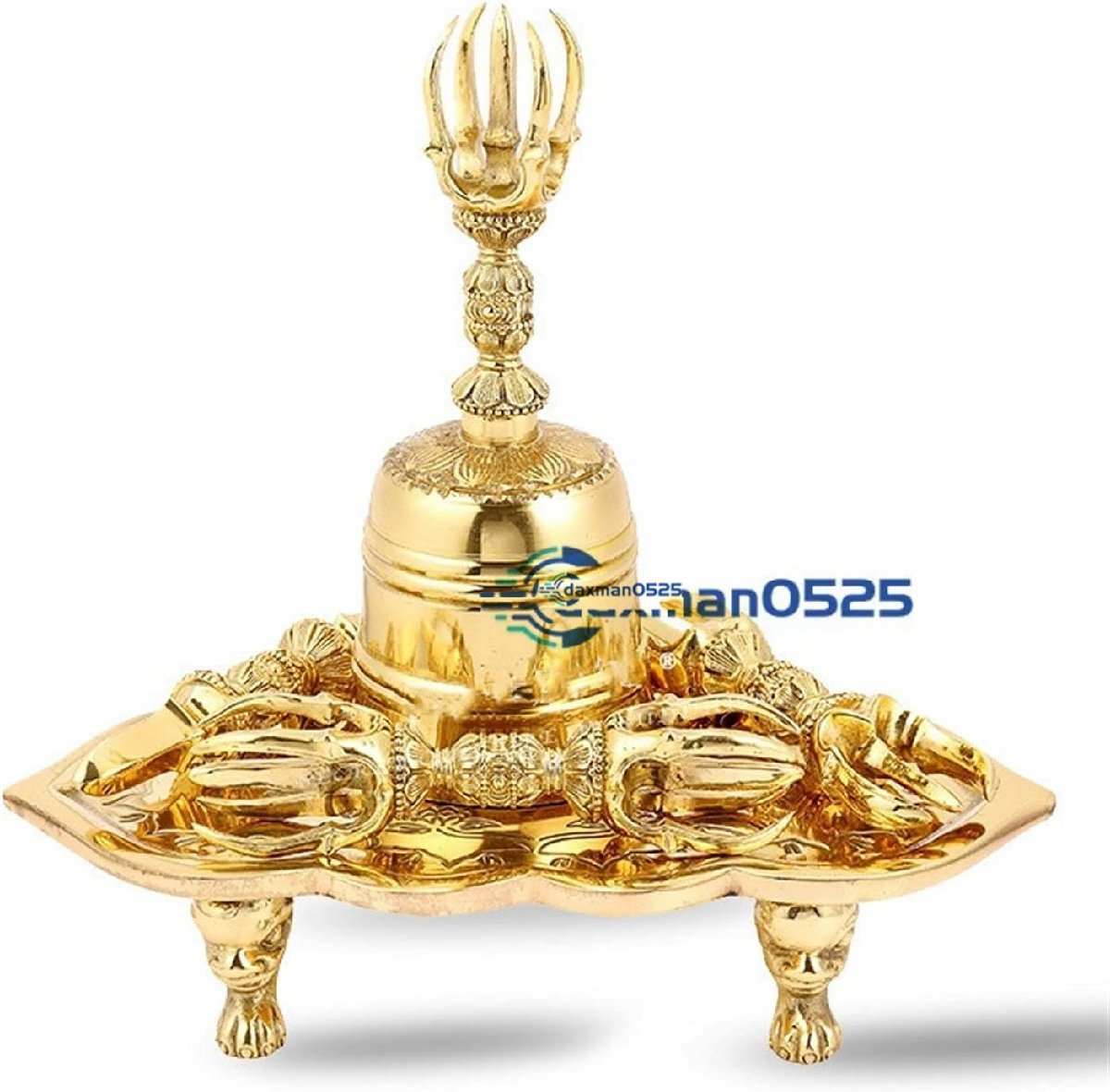 密教法具 独鈷杵 三鈷杵 五鈷杵 金剛鈴 金剛盤 五点セット 密教で使われる仏具 前具 寺院仏具 真鍮製 仏具 法器 儀式