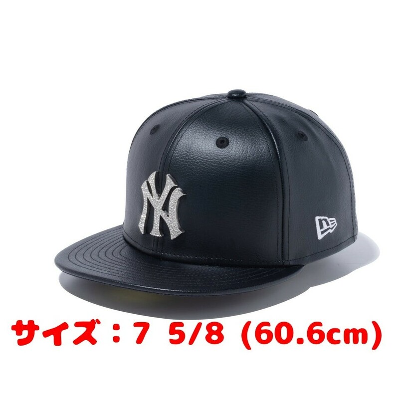 【送料込・新品】 ニュー エラ NEWERA ニューヨーク ヤンキース ラインストーンバッジ シンセティックレザー ブラック 59FIFTY Rhinestone