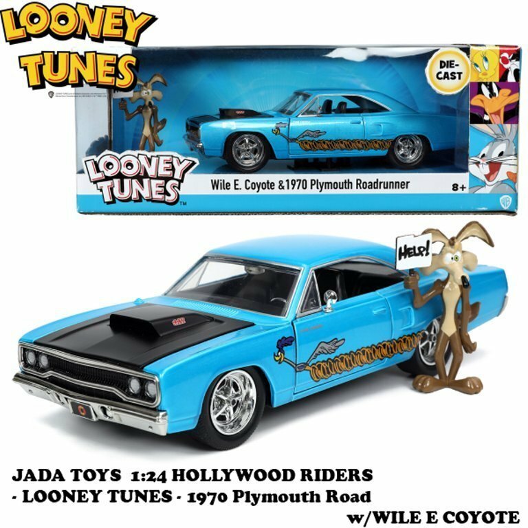 ルーニーテューンズ　ミニカー1:24 LOONEY TUNES 1970 Plymouth Road w/WILE E COYOTE モデルカー　ダイキャスト